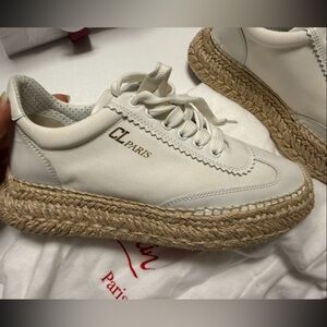 Women's White Leather Espadrille Sneakers